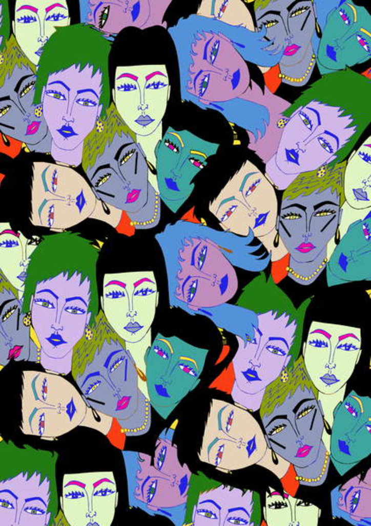 Detail of Faces Repeated, 2017 by Daisy de Villeneuve