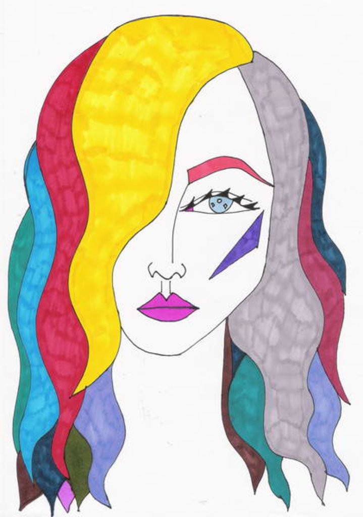 Detail of Rainbow Hair, 2017 by Daisy de Villeneuve