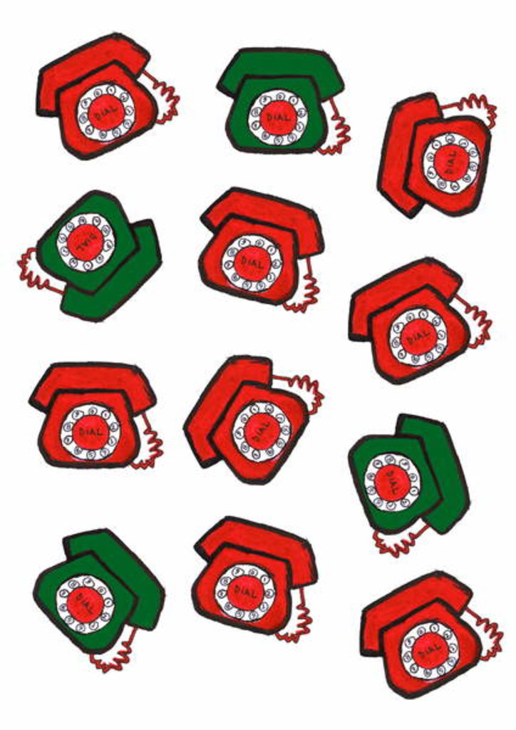 Detail of Red & Green Telephones, 2017 by Daisy de Villeneuve