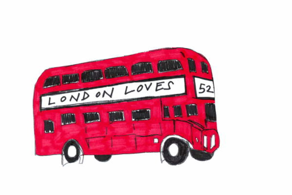 Detail of Red London Bus, 2017 by Daisy de Villeneuve