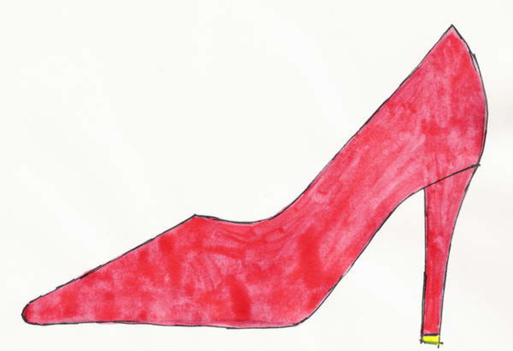 Detail of Red Shoe, 2017 by Daisy de Villeneuve