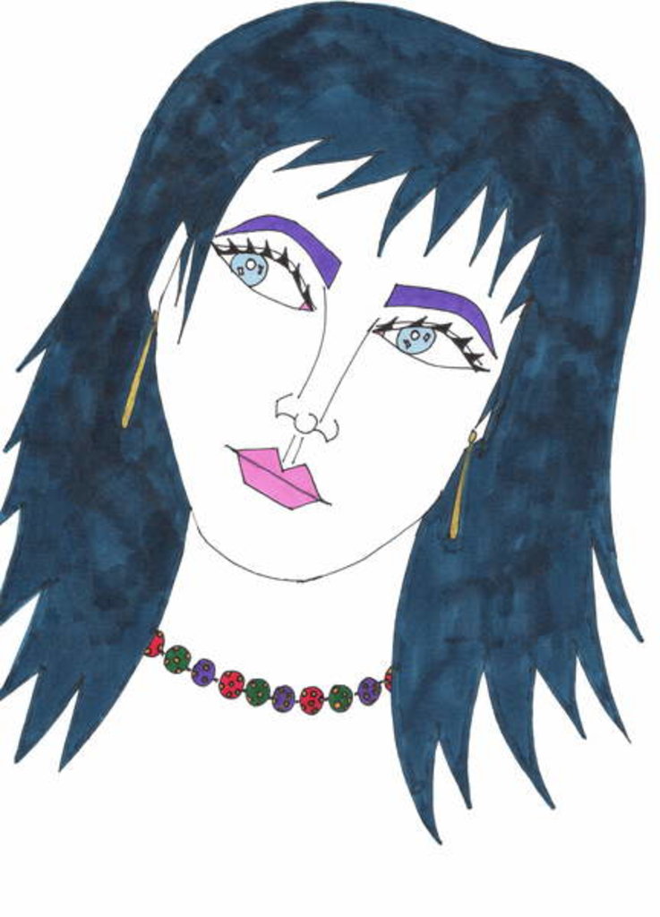 Detail of Navy Haired Girl by Daisy de Villeneuve