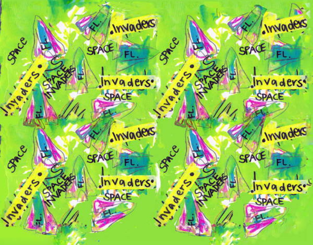 Detail of Space Invaders by Daisy de Villeneuve