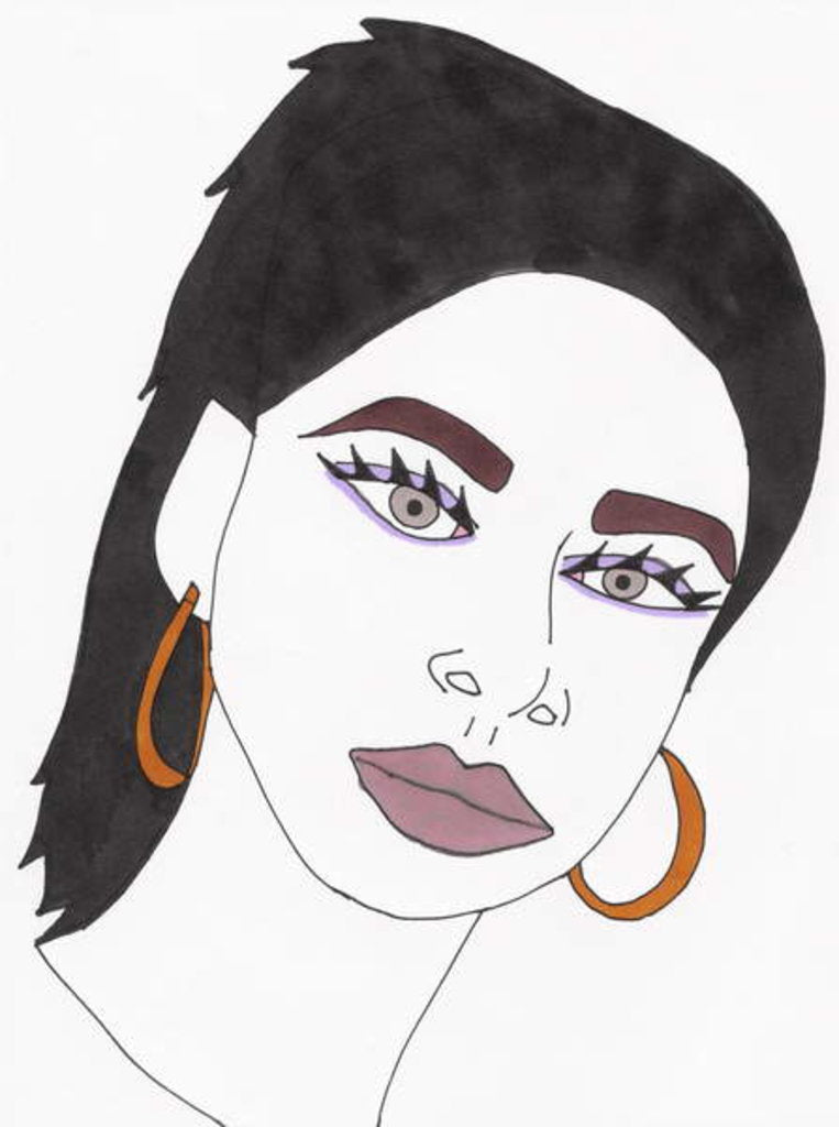 Detail of Black Haired Girl by Daisy de Villeneuve