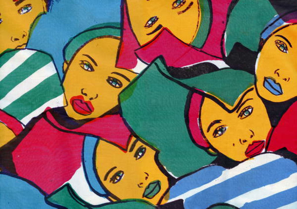 Detail of Hats & Faces by Daisy de Villeneuve