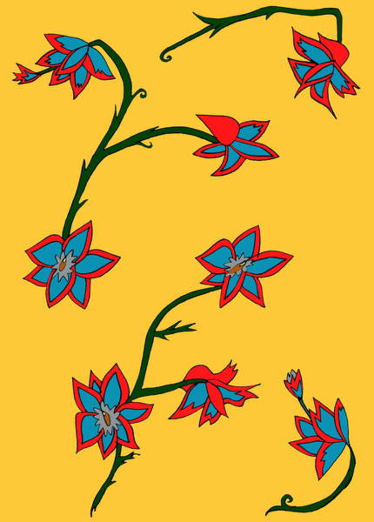 Detail of Yellow Background Flowers by Daisy de Villeneuve