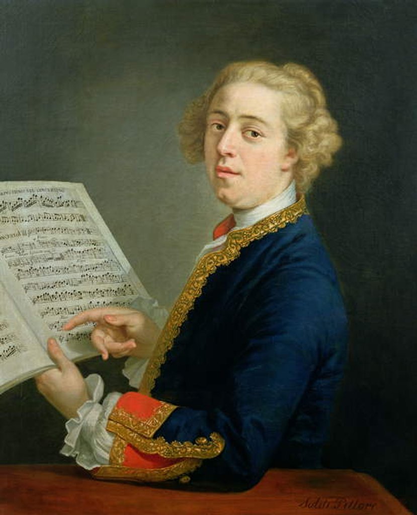 Detail of Portrait of Francesco Geminiani, Italian violinist by Andrea Soldi