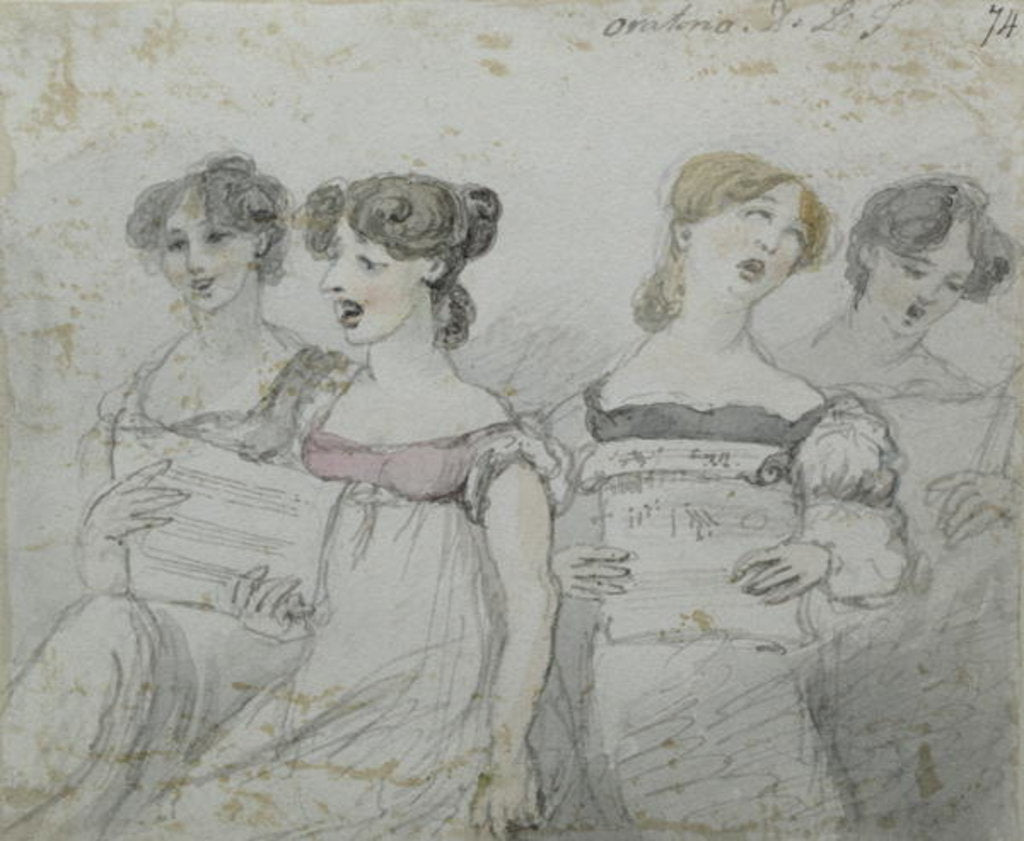 Detail of Oratorio performance at the Drury Lane Theatre, part two of a triptych, 1814 by John Nixon