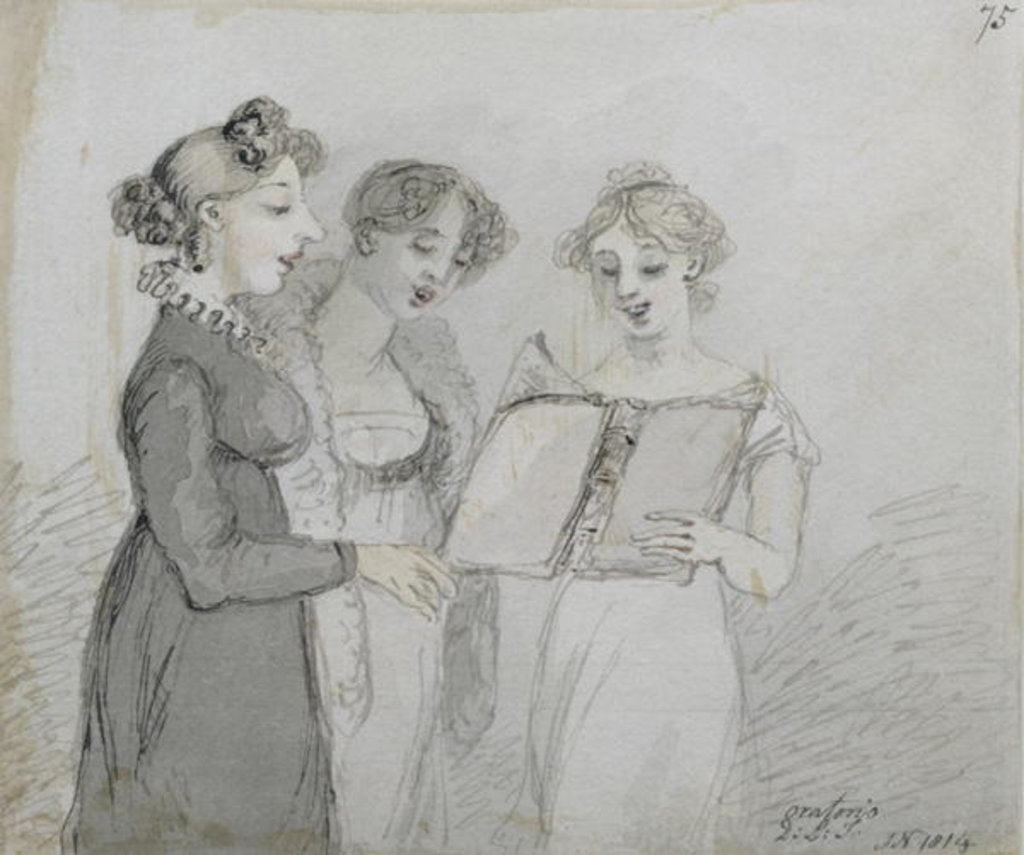 Detail of Oratorio performance at the Drury Lane Theatre, part three of a triptych, 1814 by John Nixon