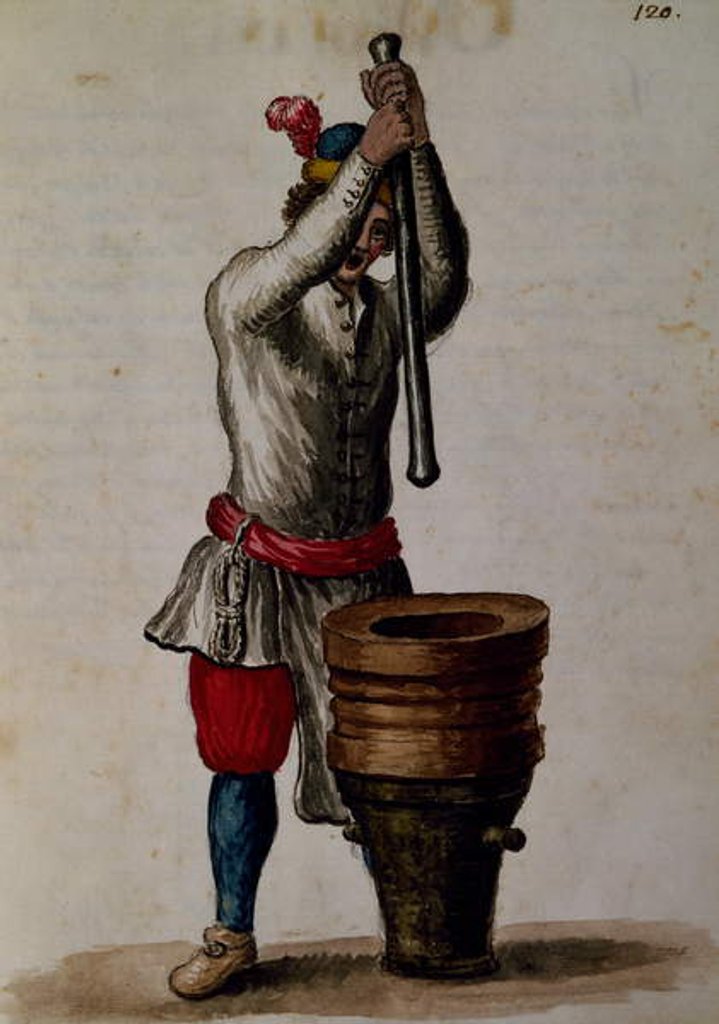 Detail of Processing of treacle from the 'Illustrated book of Venetian Costumes' by Jan van Grevenbroeck