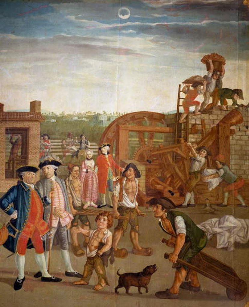 Detail of Courtyard with machines for fulling fabrics by Italian School