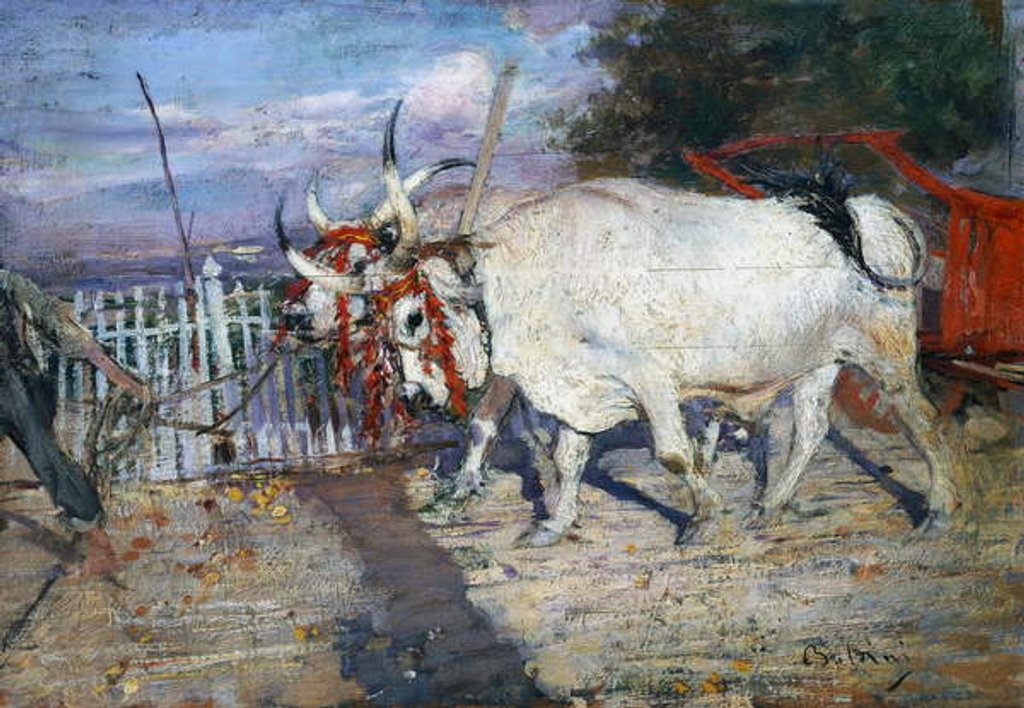 Detail of Ox cart, 1885 by Giovanni Boldini