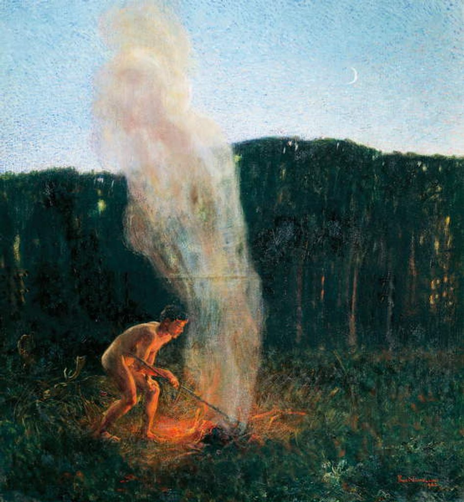 Detail of Column of smoke, 1900, by Plinio Nomellini by Plinio Nomellini