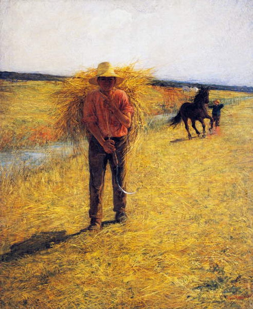 Detail of Hay harvesting, 1888 by Plinio Nomellini