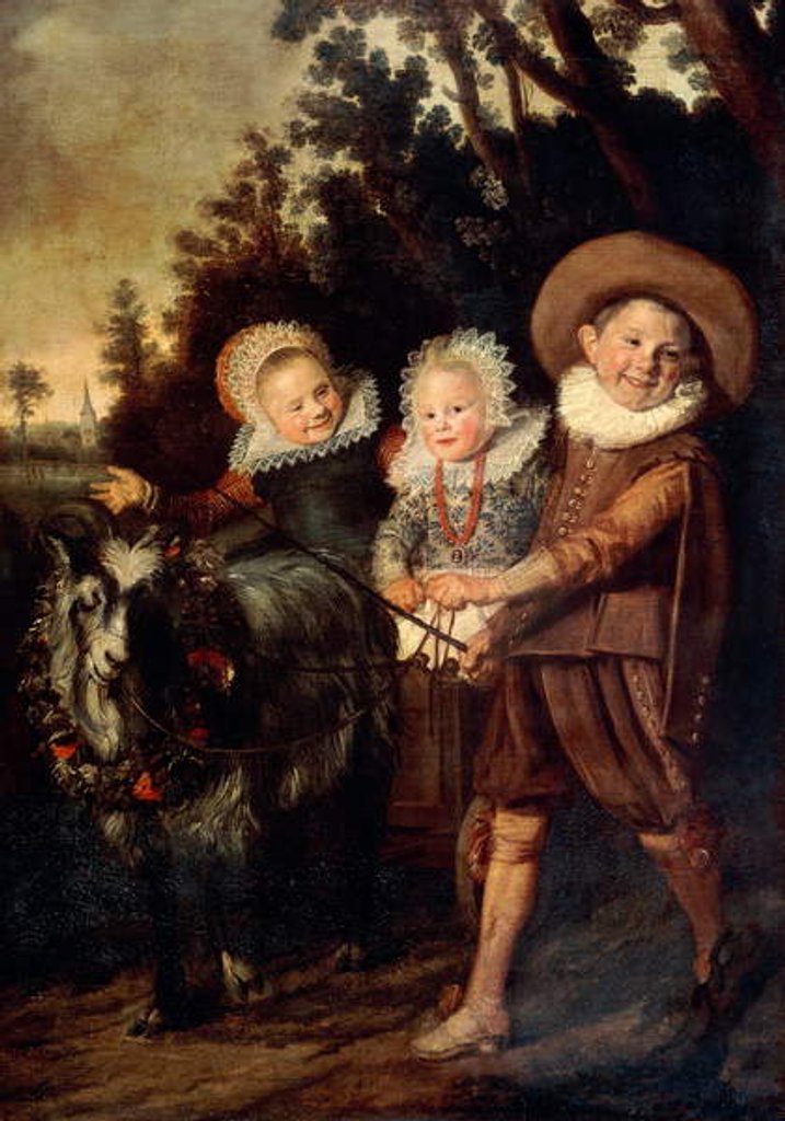 Detail of Three children with goat cart, c.1620 by Frans Hals