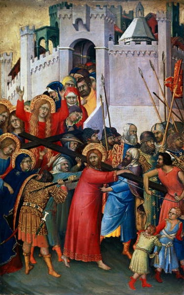 Detail of The Carrying of the Cross, wing of devotional retable, Orsini Polyptych, c.1335 by Simone Martini