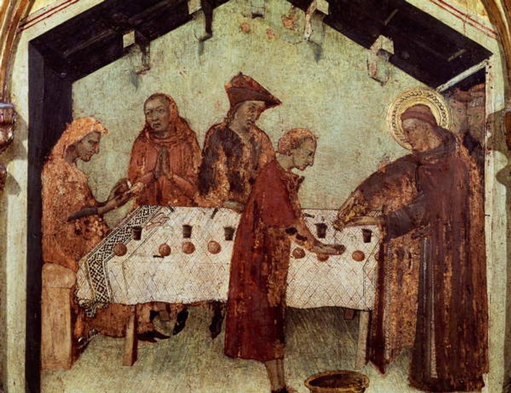 Detail of Louis serving the monks at the table by Simone Martini