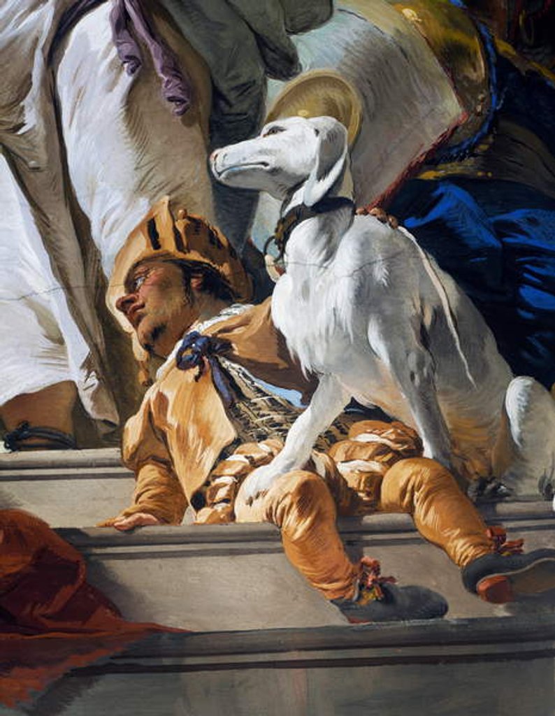 Detail of Dwarf and dog, detail from the Judgment of Solomon, 1726-1729 by Giovanni Battista (1696-1770) Tiepolo