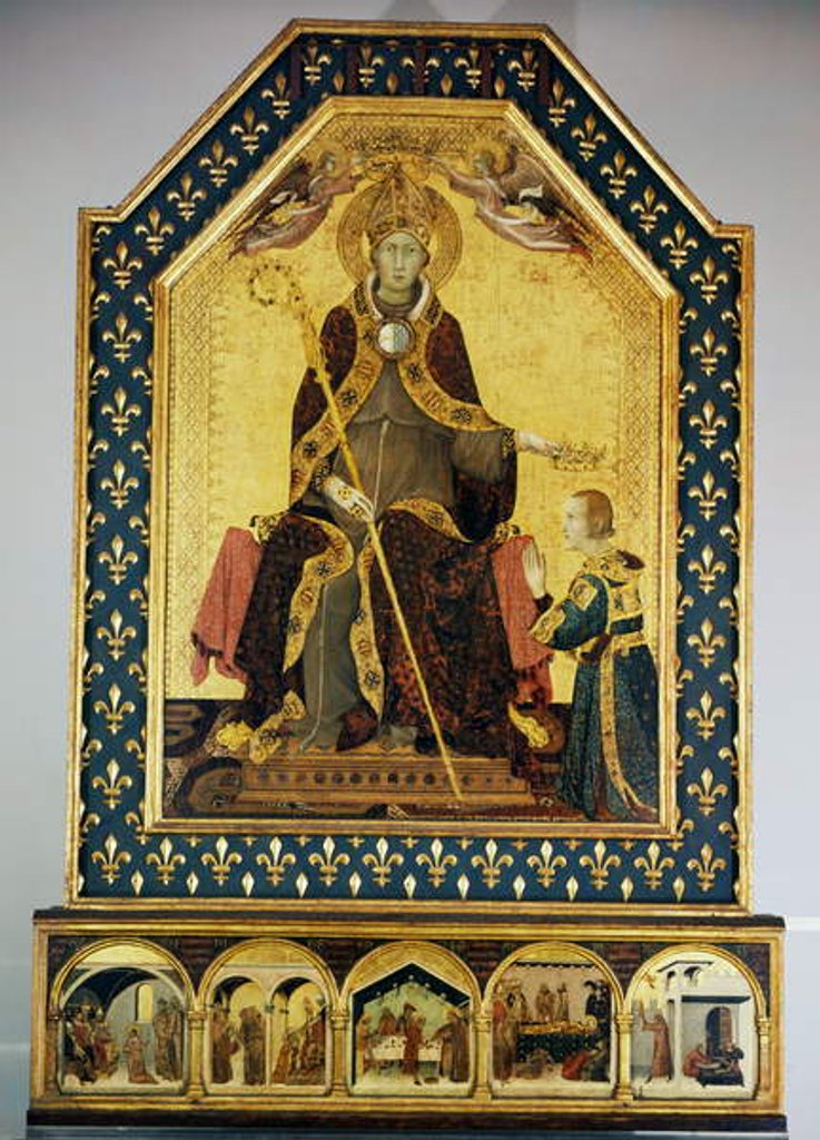 Detail of Saint Louis Bishop of Toulouse crowning his brother Robert of Anjou, King of Naples, 1317, altarpiece by Simone Martini by Simone Martini