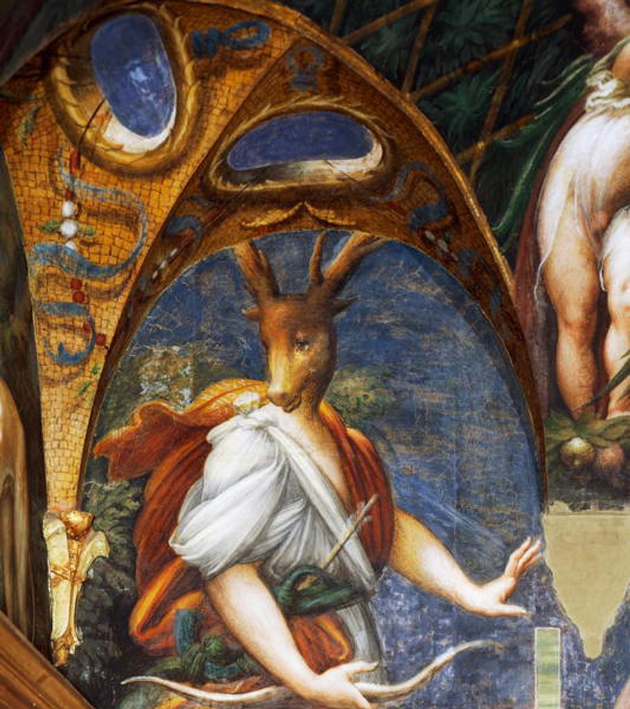 Detail of Actaeon turned into stag by Diana by Parmigianino