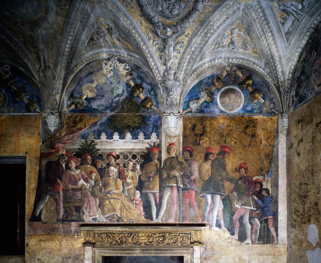 Detail of Ludovico Gonzaga, Marsilio Andreasi, Barbara of Brandenburg with her daughter Paula and Rodolfo Gonzaga, 1465-1474 by Andrea Mantegna