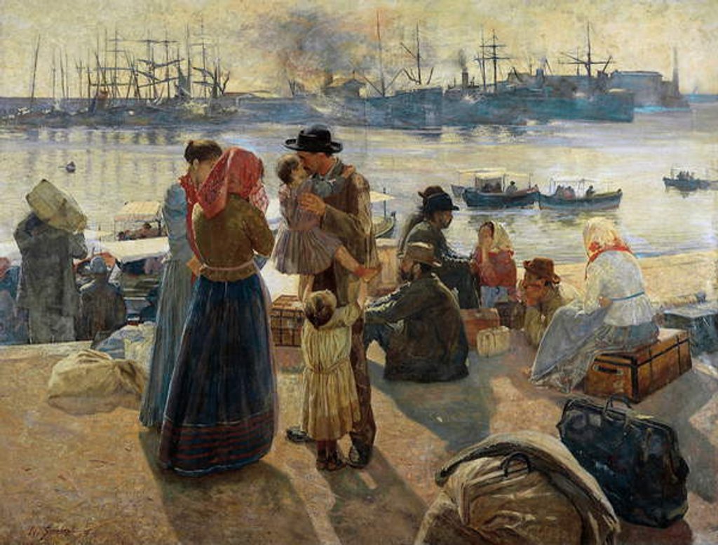 Detail of Emigrants, 1894 by Raffaello Gambogi