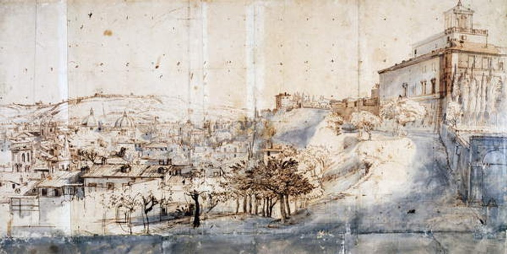 Detail of Villa Medici in Rome by Gaspar van Wittel