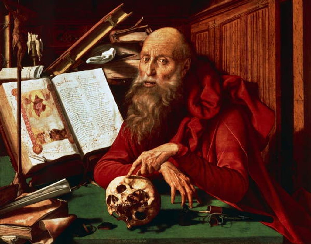Detail of Saint Jerome in his study, 1541 by Marinus van Reymerswaele