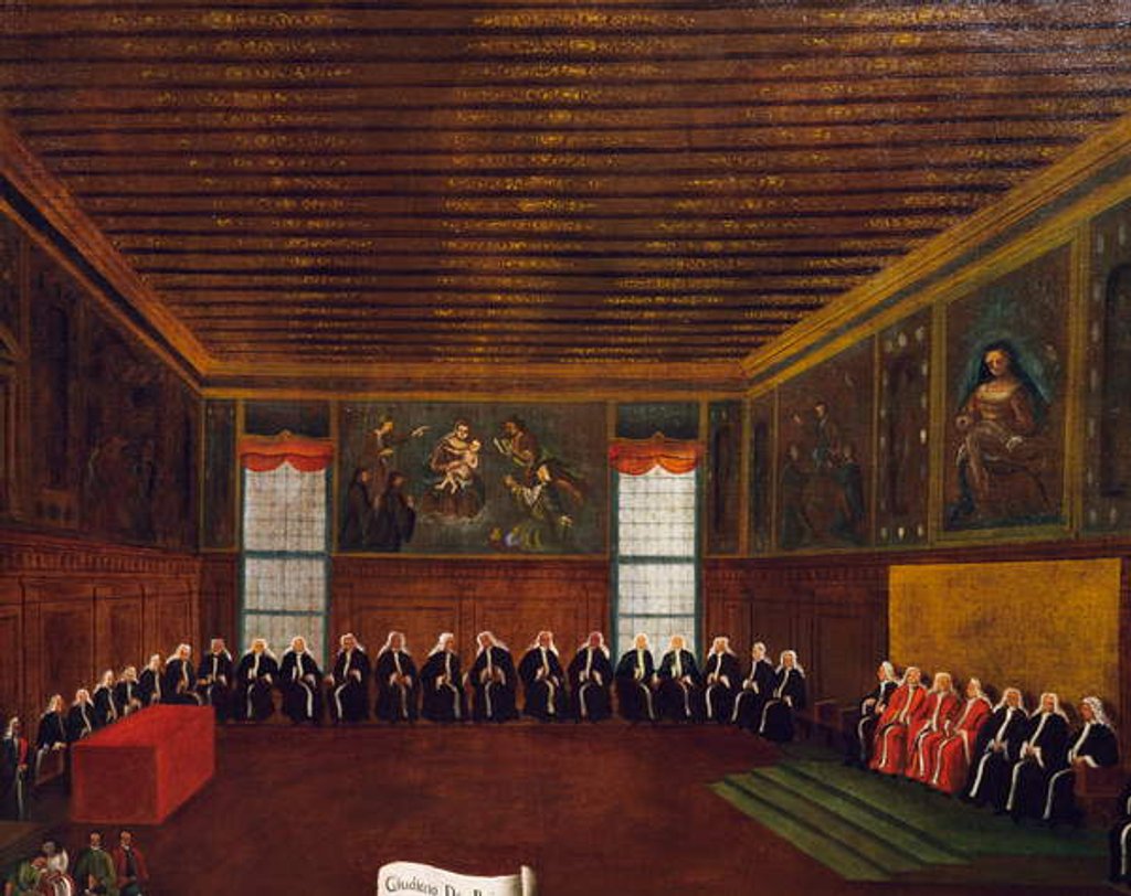 Detail of Judgment in hall of Qarantia Criminal by Gabriele Bella