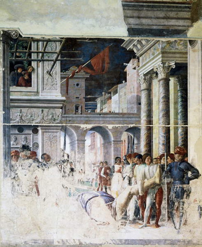 Detail of Transportation of Saint Christopher beheaded body by Andrea Mantegna
