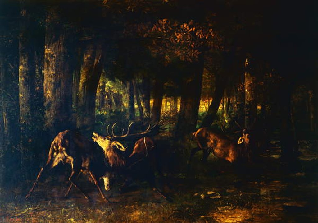 Detail of Spring rut, battle of stags, 1861 by Gustave Courbet