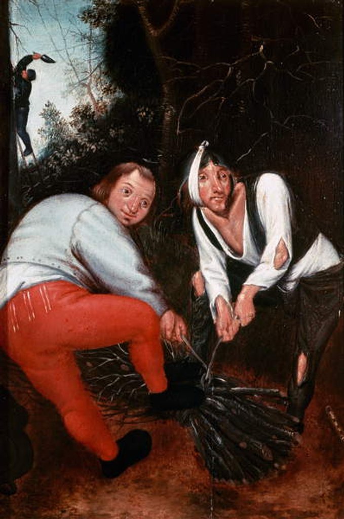 Detail of Two peasants tying branches by Pieter the Younger Brueghel