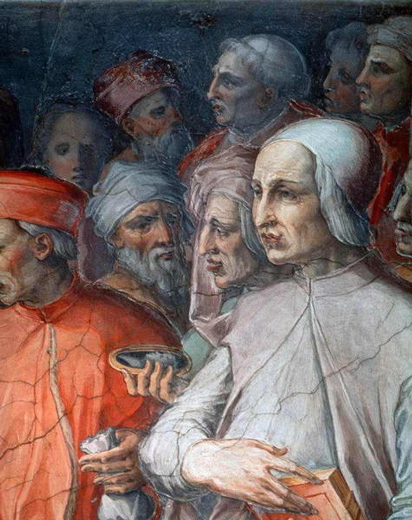 Detail of Marsilio Ficino flanked by Paolo del Pozzo Toscanelli, detail of Cosimo the Elder among philosophers and artists, 1556-1558 by Giorgio Vasari