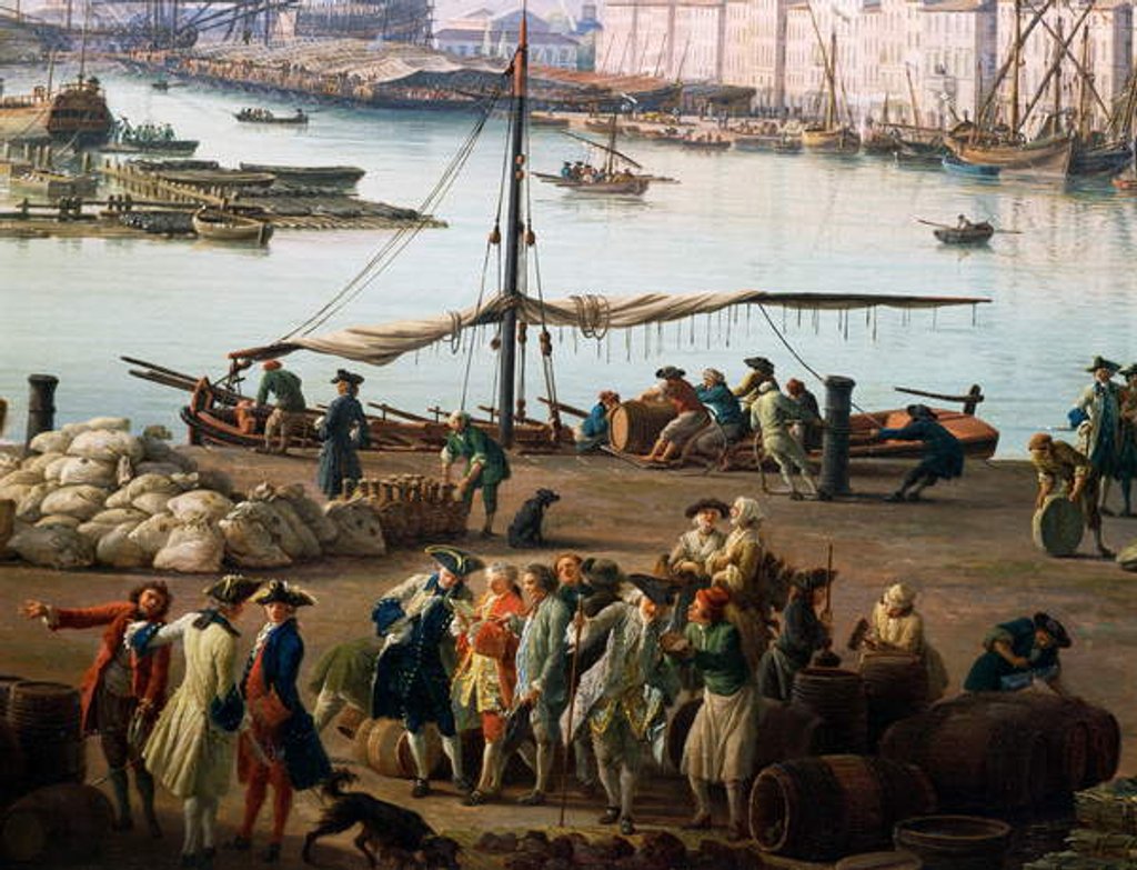 Detail of Third view of Toulon, view of old port from the side of the food stores, detail by Claude Joseph Vernet