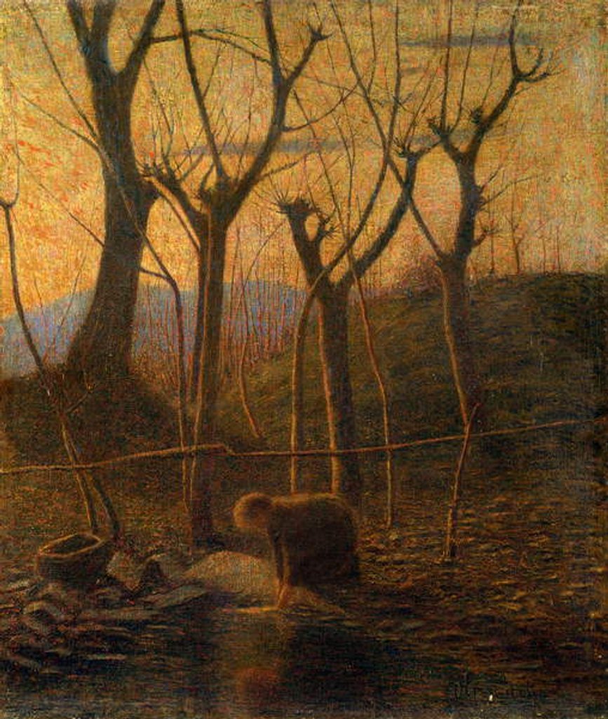 Detail of The warm stream or The washerwoman, 1920 by Vittore Grubicy de Dragon