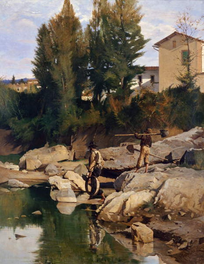 Detail of Renaioli on the Mugnone river, 1880 by Odoardo Borrani