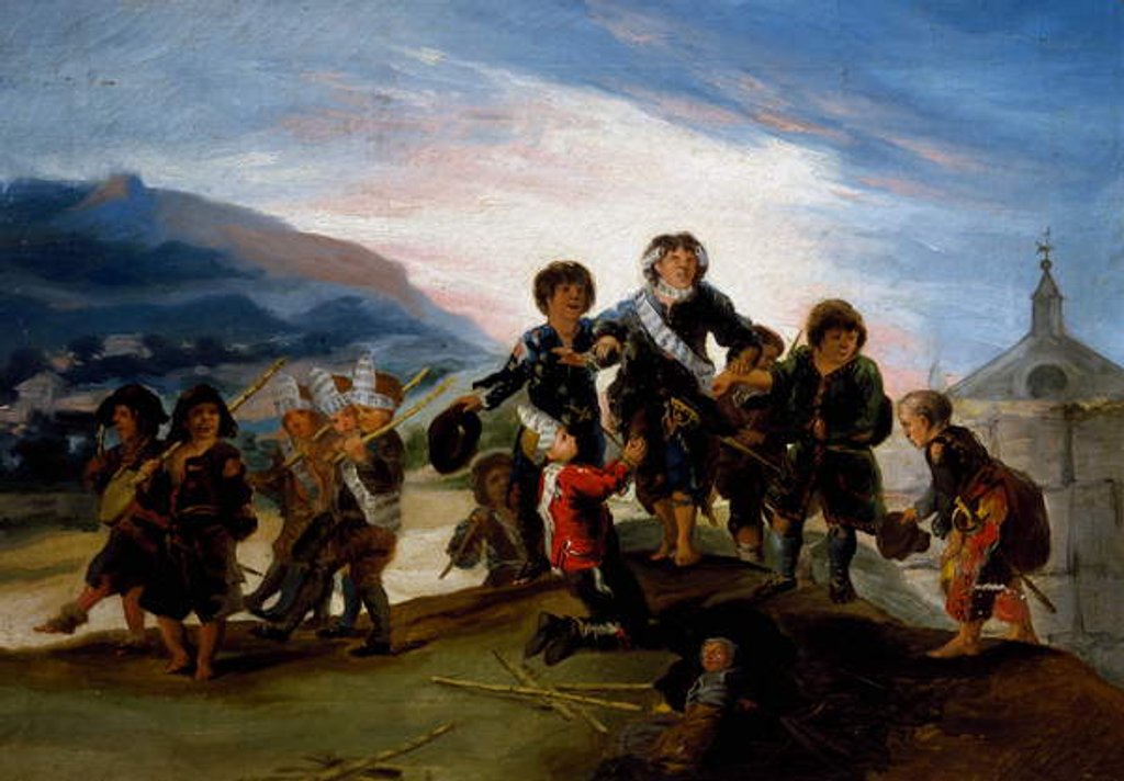 Detail of Children playing at soldiers, 1785-1786 by Francisco Jose de Goya y Lucientes