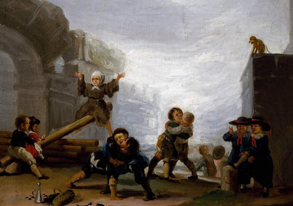 Detail of Children fighting and playing on a see-saw, 1782-1785 by Francisco Jose de Goya y Lucientes