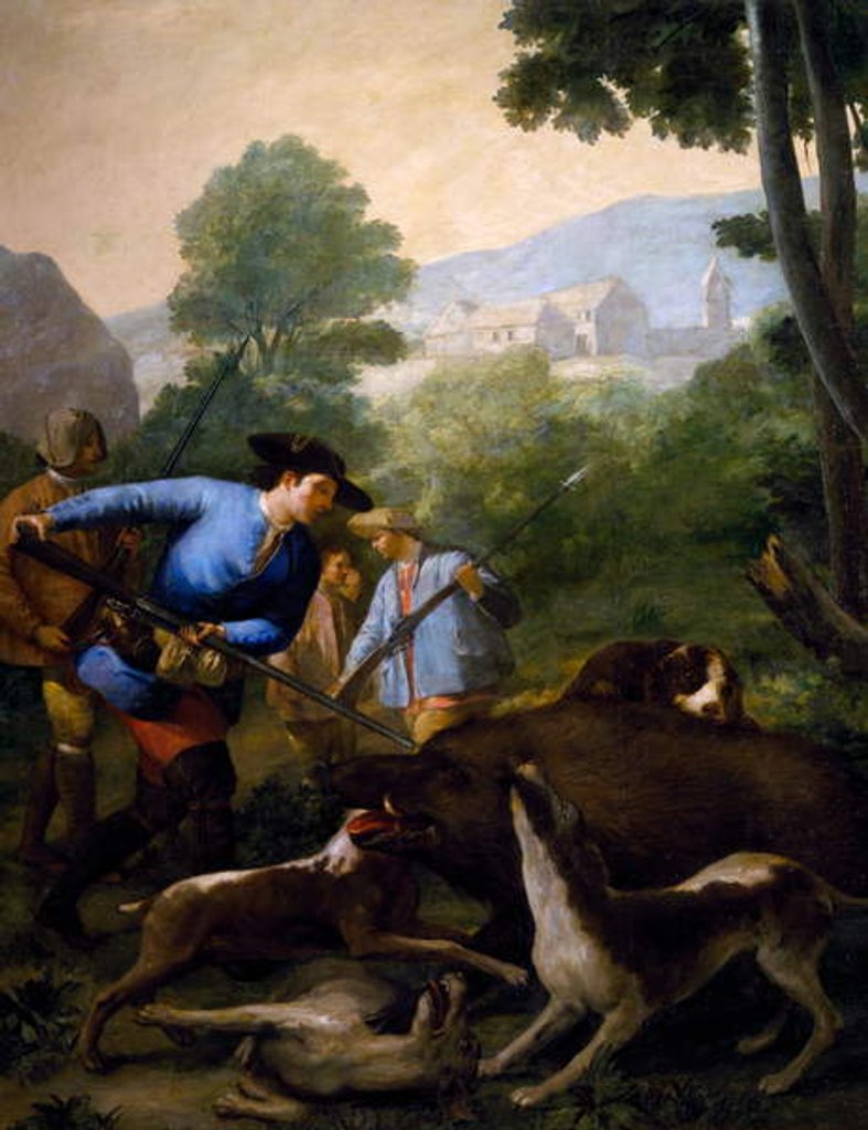 Detail of The boar hunt, 1775 by Francisco Jose de Goya y Lucientes