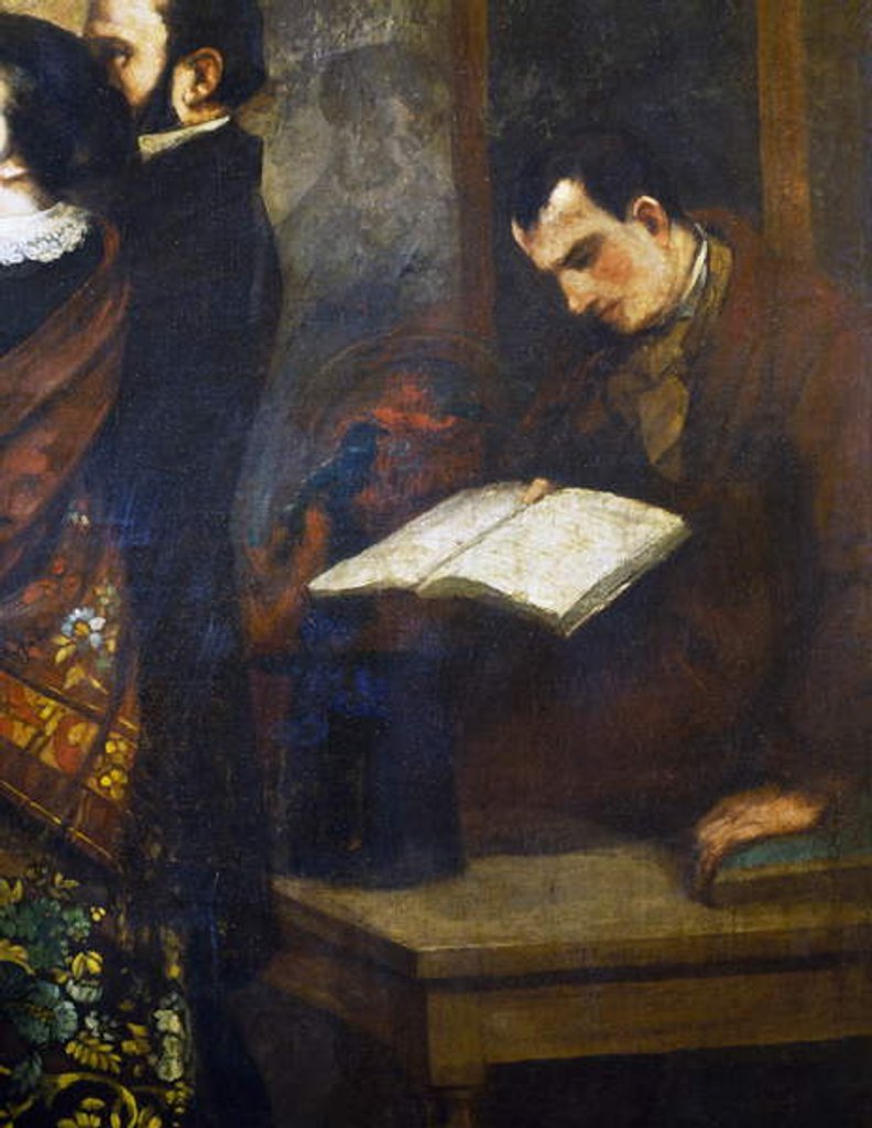 Detail of Charles Baudelaire, detail from The painter's studio, 1854- 1855 by Gustave Courbet