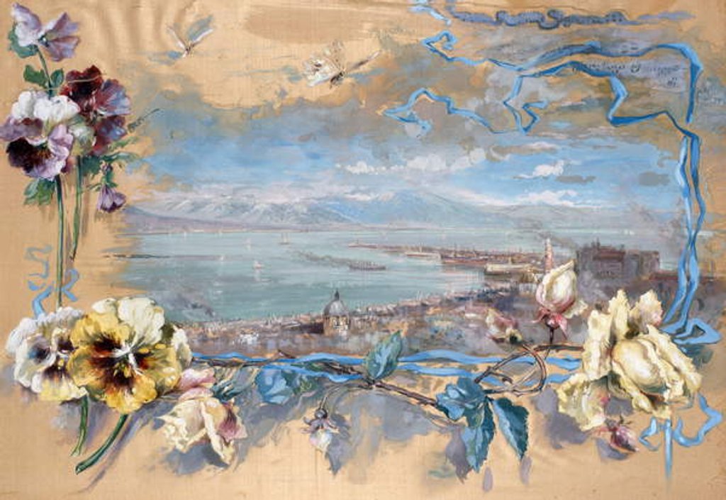 Detail of View of Naples through pansies by Pietro Scoppetta