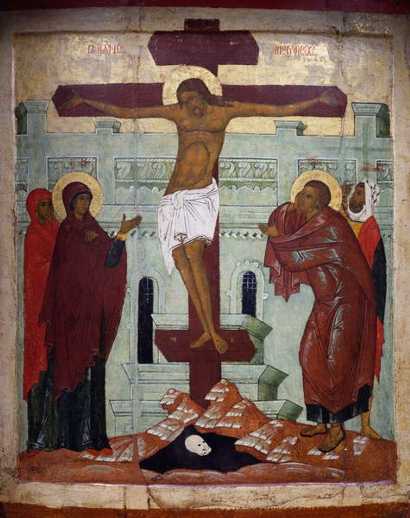 Detail of Crucifixion, icon from Novgorod by Russian School