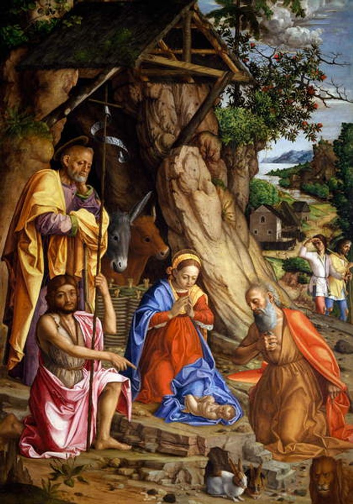 Detail of Nativity with rabbits, c.1500 by Gerolamo dai Libri