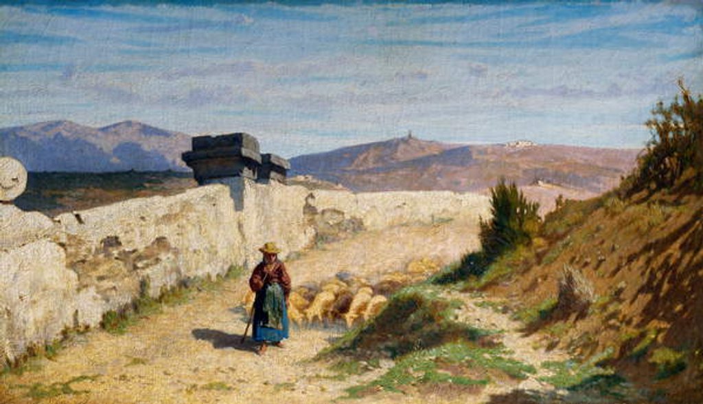 Detail of The Pecoraia by Odoardo Borrani