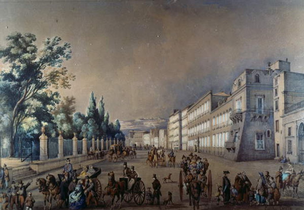 Detail of Chiaia's Riviera and Villa Reale by Consalvo Carelli