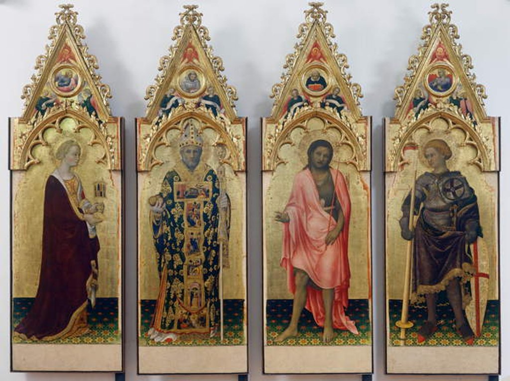 Detail of Four saints of Quaratesi Polyptych, Saint Mary Magdalene, Saint Nicholas of Bari, Saint John the Baptist, and Saint George, 1425 by Gentile da Fabriano
