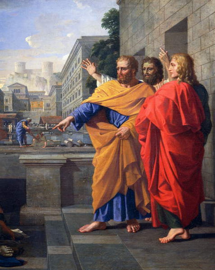 Detail of Death of Sapphira, wife of Ananias, who fell burning at St Peter's feet by Nicolas Poussin