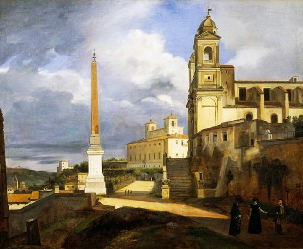 Detail of Trinity of Death and Villa Medici in Rome, 1808 by Francois-Marius Granet