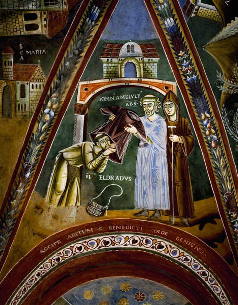 Detail of St Nicola, stories of life of St Eldrad and St Nicholas, St Eldrado turned towards St James of Compostela by Byzantine