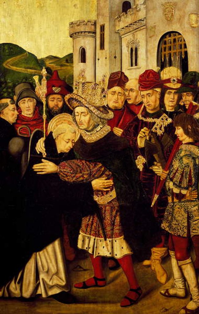 Detail of King Ferdinand I of Castile receiving St Dominic of Silos, 1477-1479 by Martin Bernat